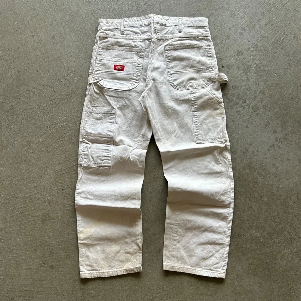 Vintage Dickies Carpenter Pants Size 34x30 White Painter Straight Leg Workwear
